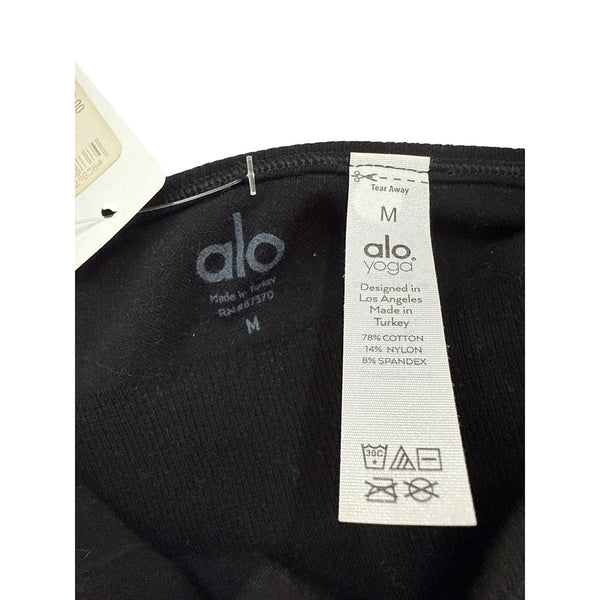 Alo Yoga Women’s Black Cotton Blend Ribbed Athleisure Bralette With Straps Size M NWT