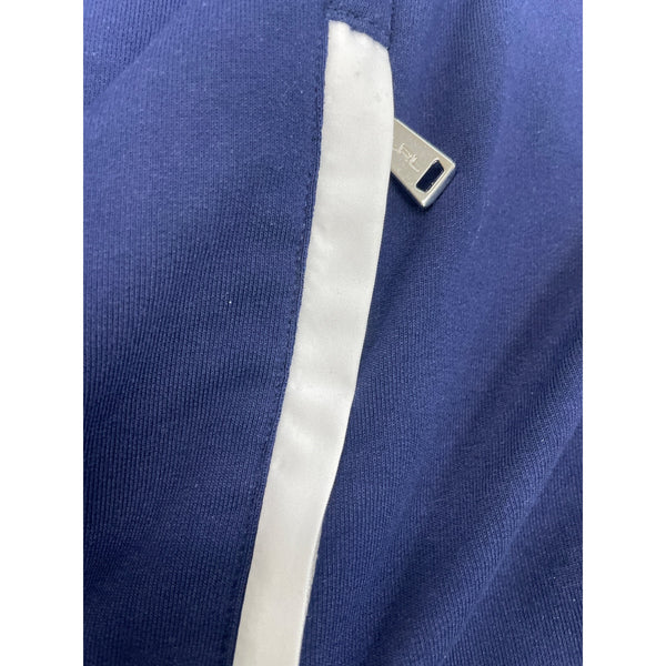 Ralph Lauren Active Navy & White Trim Hoodie Pullover Quarter-Zip Front Women XL