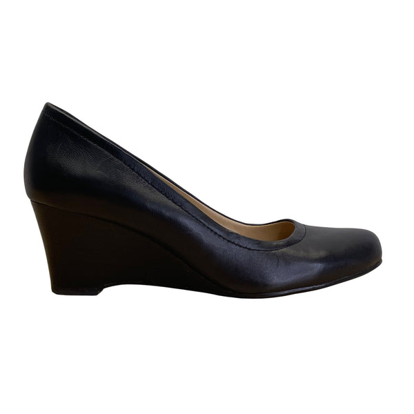 Naturalizer Women’s Black Leather Slip On Hydie Wedge Pumps Size 8.5M