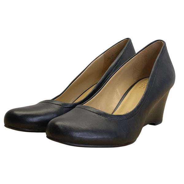 Naturalizer Women’s Black Leather Slip On Hydie Wedge Pumps Size 8.5M