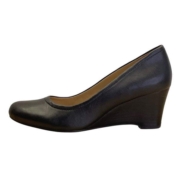 Naturalizer Women’s Black Leather Slip On Hydie Wedge Pumps Size 8.5M