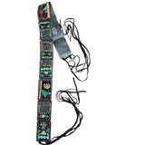Chicos Womens Black Beaded Genuine Leather Adjustable Belt M/L Handmade India