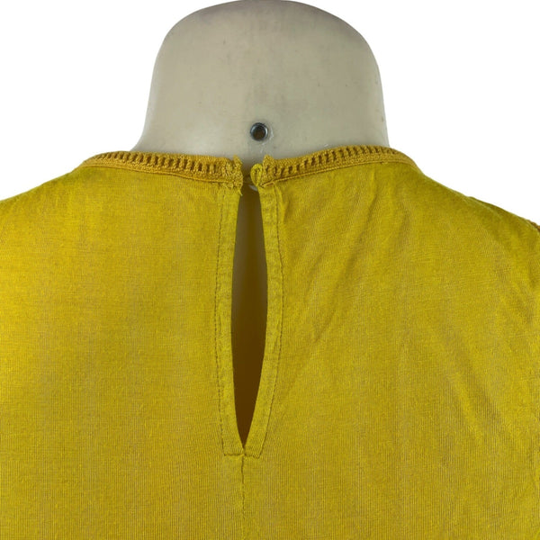 Ann Taylor Loft Yellow Sleeveless Crochet Floral Paneled Tank Top Womens Size S