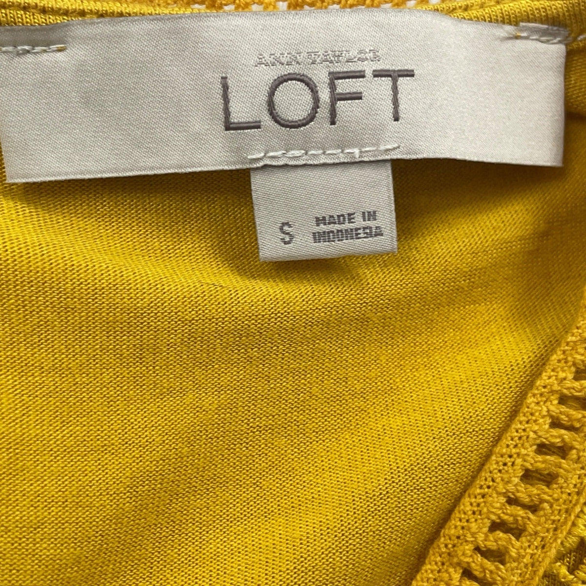 Ann Taylor Loft Yellow Sleeveless Crochet Floral Paneled Tank Top Womens Size S