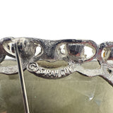 Sarah Coventry Vintage Silver Tone Smoky Rhinestone Accent Filigree Brooch