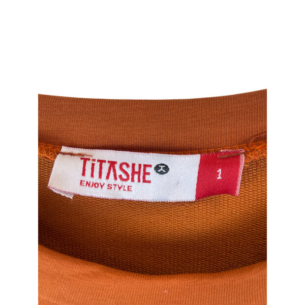 Titashe Womens Orange Cotton Graphic Sweatshirt "Strong Girl" Design Size 1