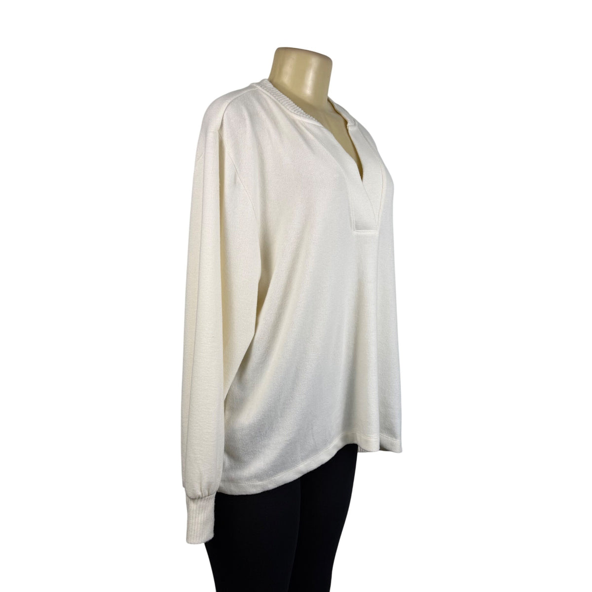 Loft Crew Neck Womens Ivory Knit Pullover Sweater Lightweight Long Sleeve Sz XL