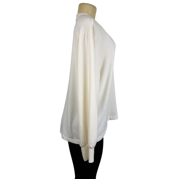 Loft Crew Neck Womens Ivory Knit Pullover Sweater Lightweight Long Sleeve Sz XL