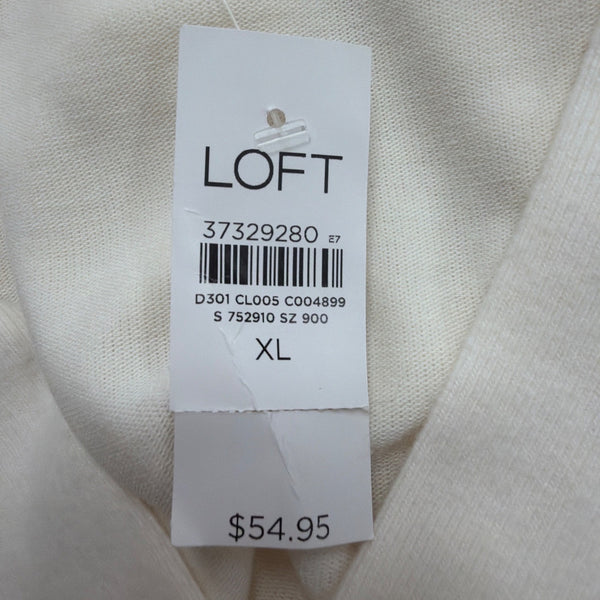 Loft Crew Neck Womens Ivory Knit Pullover Sweater Lightweight Long Sleeve Sz XL