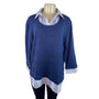 Alfred Dunner Women's Blue Long Sleeve & Layered Collared Sweater Sz L