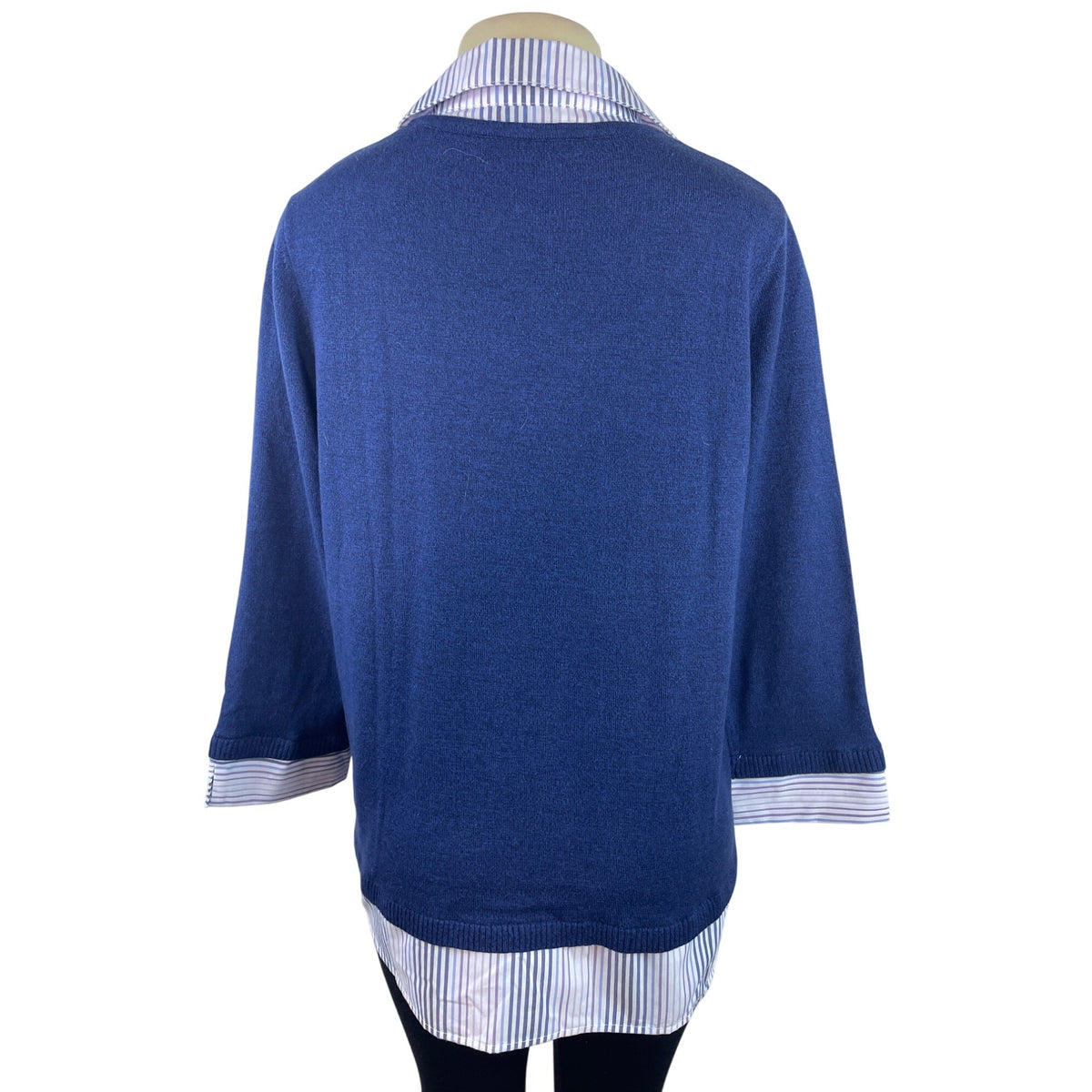 Alfred Dunner Women's Blue Long Sleeve & Layered Collared Sweater Sz L
