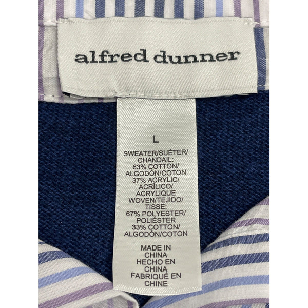 Alfred Dunner Women's Blue Long Sleeve & Layered Collared Sweater Sz L