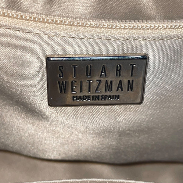 Stuart Weitzman Women’s Blue Patent Leather Accent Tassel Buckle Detail Tote