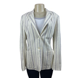 Chaps Women’s White Striped Notched Lapel Blazer Sz 12 - NWT
