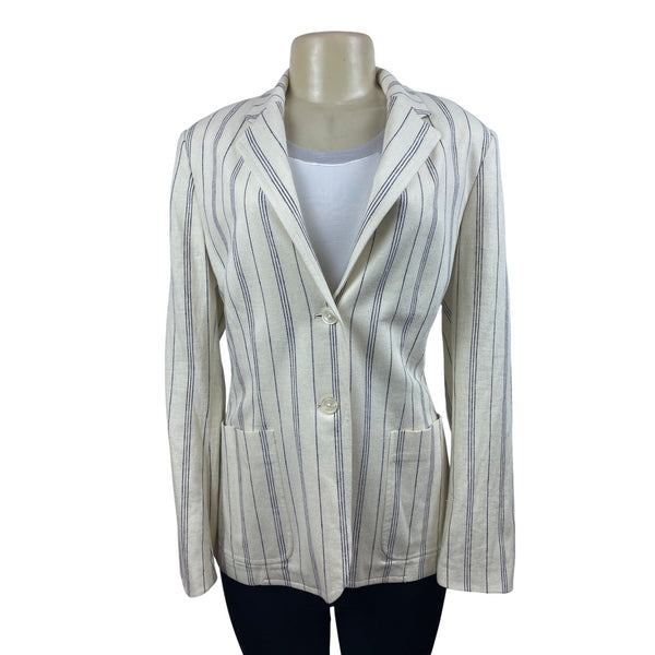 Chaps Women’s White Striped Notched Lapel Blazer Sz 12 - NWT