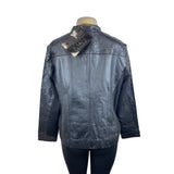 Iman Women's Black Perforated Leather Gold Details Zip Up Jacket Sz XL - New
