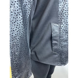 Iman Women's Black Perforated Leather Gold Details Zip Up Jacket Sz XL - New