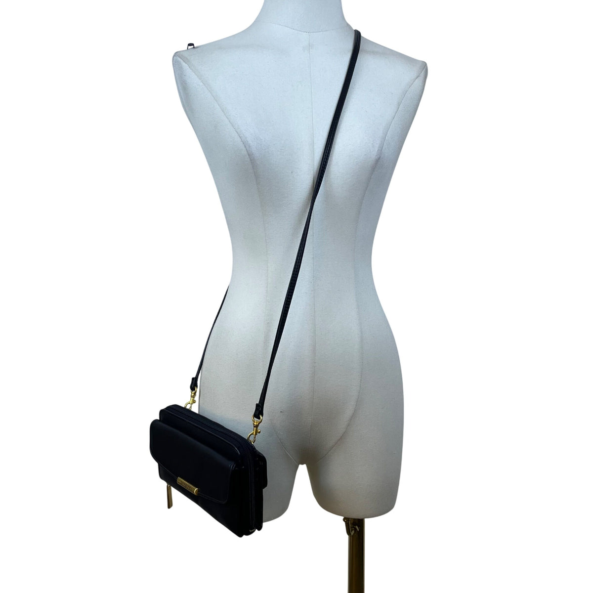 Rosetti Women’s Black Faux Leather With Gold-Tone Accents Foldover Wallet Clutch