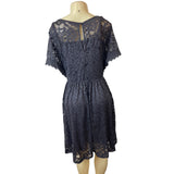 Torrid Gray V-Neck Floral Lace Dress With Short Sleeves & Flare Skirt Sz 3