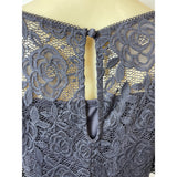 Torrid Gray V-Neck Floral Lace Dress With Short Sleeves & Flare Skirt Sz 3