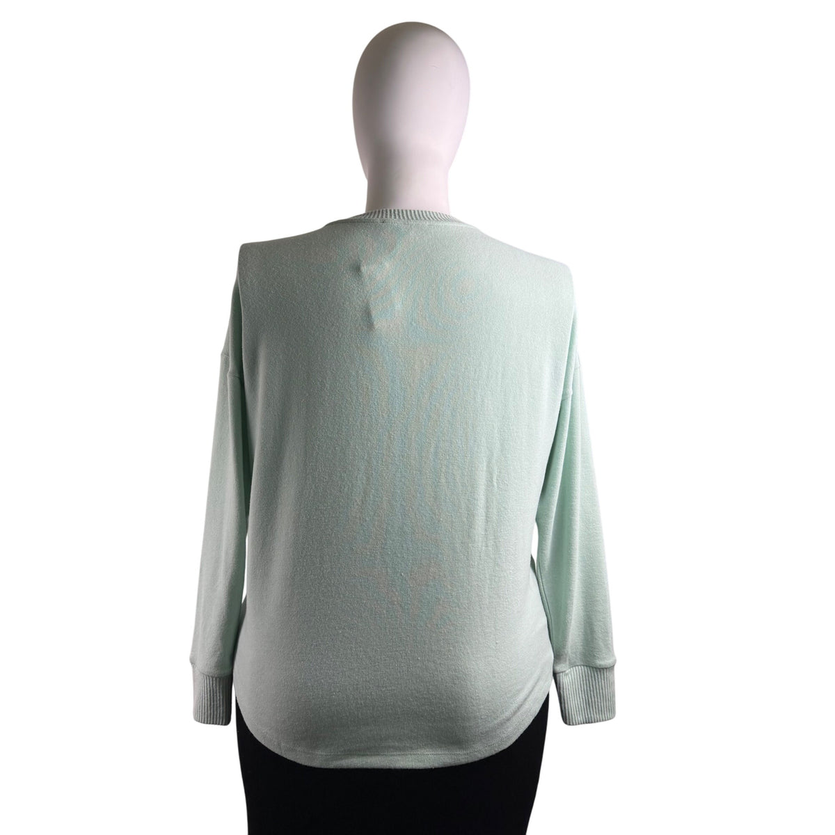 Loft Womens Mint Green Polyester & Rayon Sweater Button Neck Long Sleeve Size L