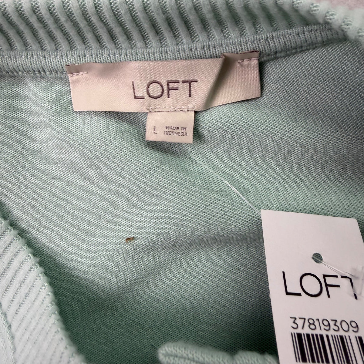 Loft Womens Mint Green Polyester & Rayon Sweater Button Neck Long Sleeve Size L