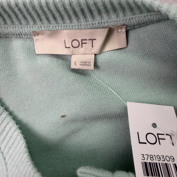 Loft Womens Mint Green Polyester & Rayon Sweater Button Neck Long Sleeve Size L