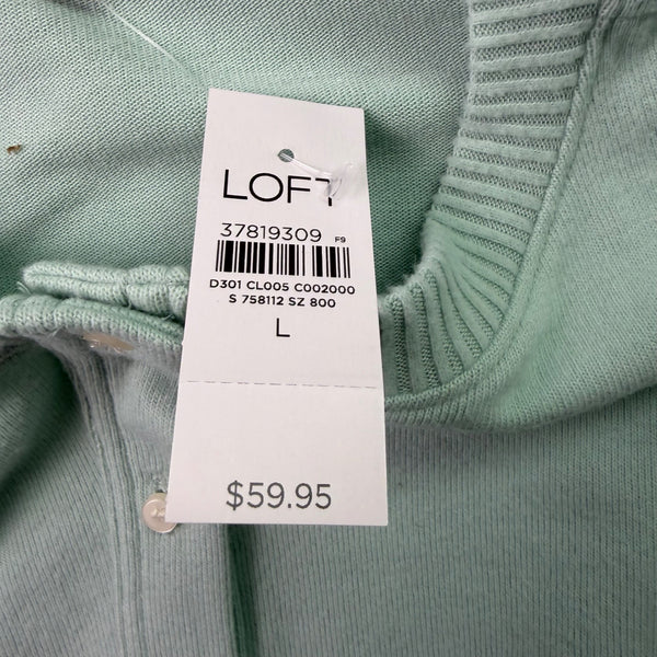 Loft Womens Mint Green Polyester & Rayon Sweater Button Neck Long Sleeve Size L