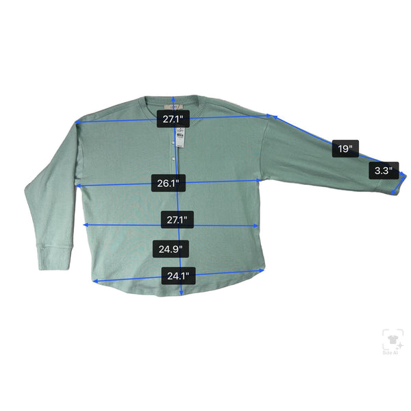 Loft Womens Mint Green Polyester & Rayon Sweater Button Neck Long Sleeve Size L