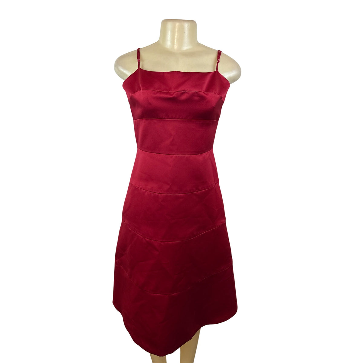 BCBGMAXAZRIA Red Sleeveless Satin Spaghetti Strap Midi Dress Sz 6