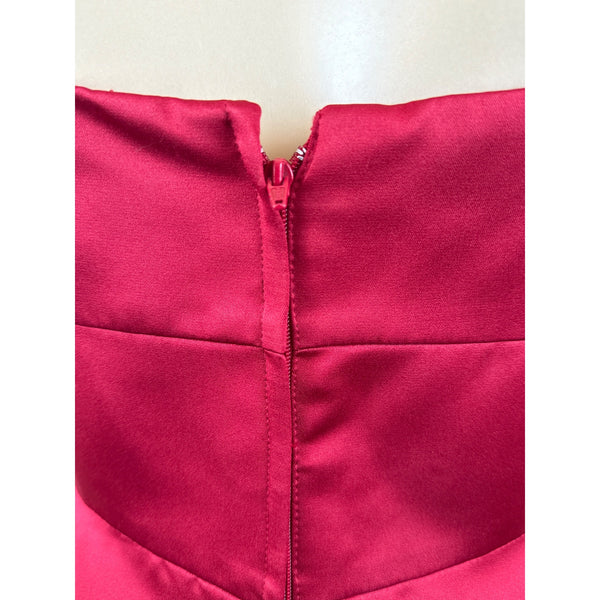 BCBGMAXAZRIA Red Sleeveless Satin Spaghetti Strap Midi Dress Sz 6