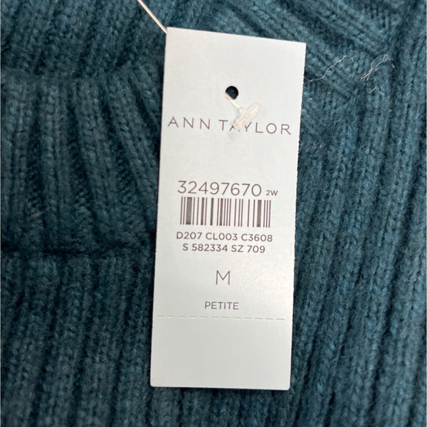Ann Taylor Teal Ribbed Knit Sweater Long Sleeve Crew Neck Sz Meduim Petite