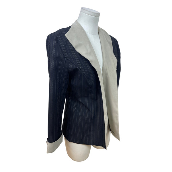 Miss Dorby Women's Black & Beige Pinstripe Blazer Size 8