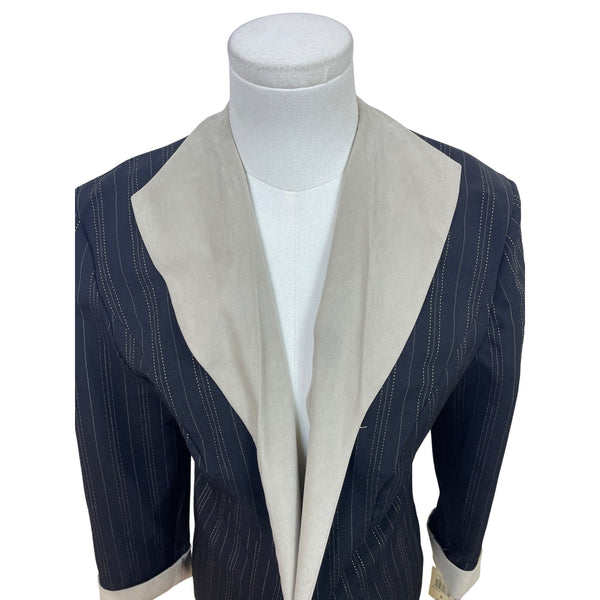 Miss Dorby Women's Black & Beige Pinstripe Blazer Size 8