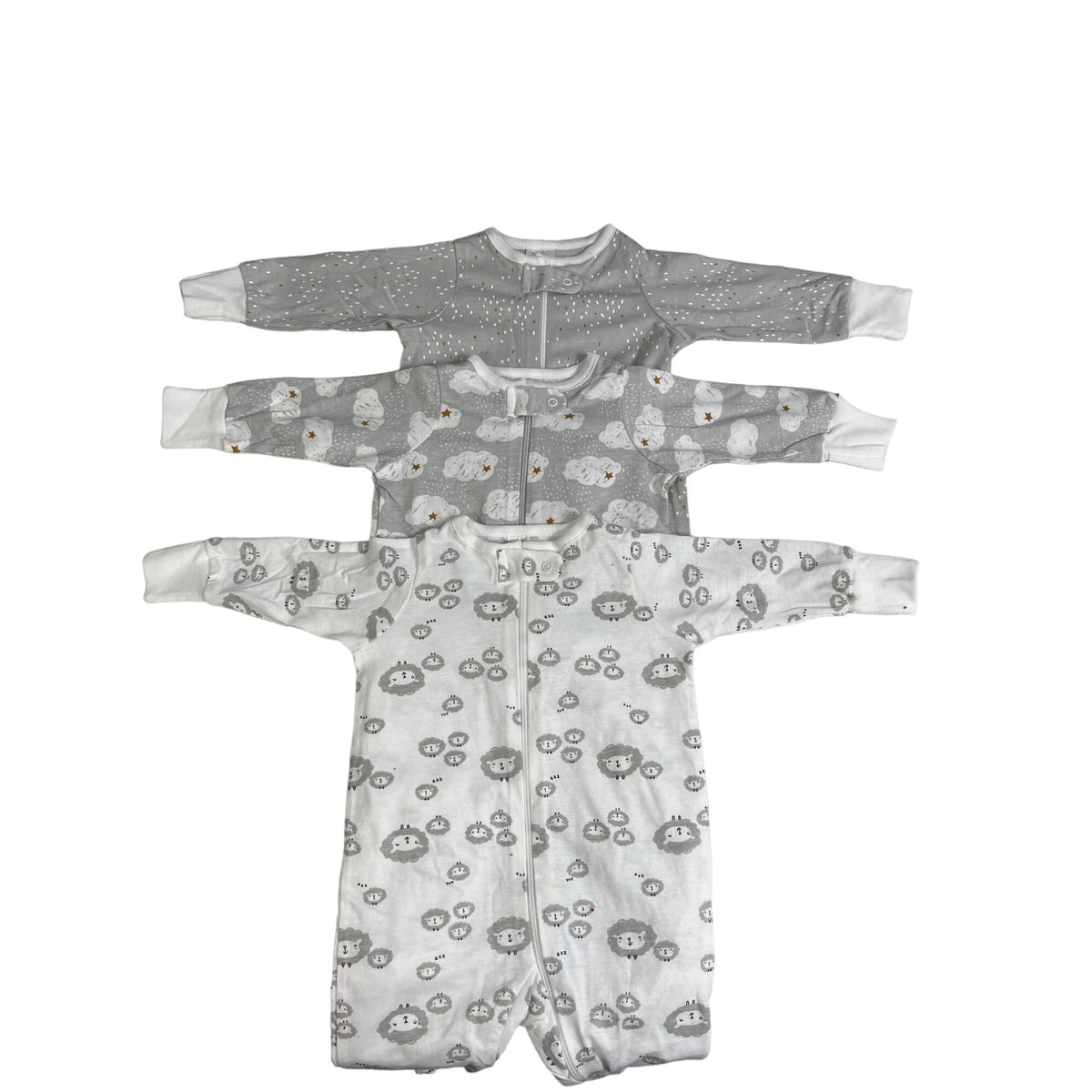 Gerber Toddler Baby Gray and White Onesies Jumpsuit 3 Piece Set Sz 0M