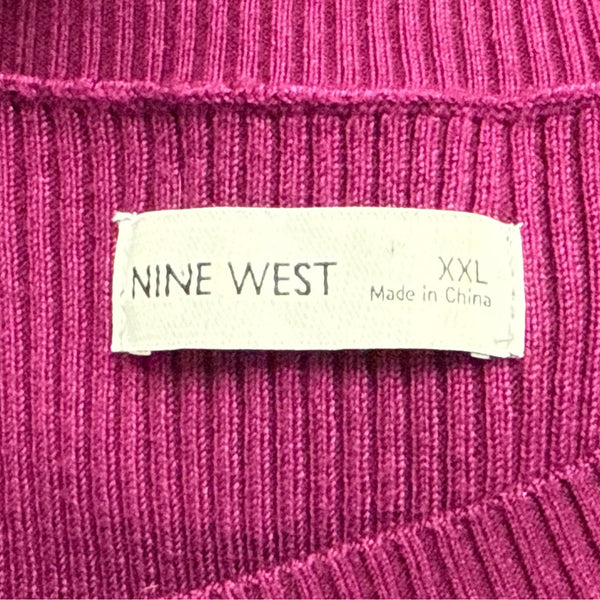 Nine West Purple Ribbed Knit Long Sleeve Midi Sweater Dress Stretchy Sz XXL