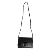 Desmo Women's Black Pebbled Leather Shoulder Crossbody Flap Bag Sz S