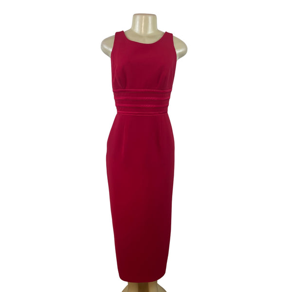 Andrea Polizzi For Rex Lester Red Sleeveless Midi Dress With Strappy Back Sz 6
