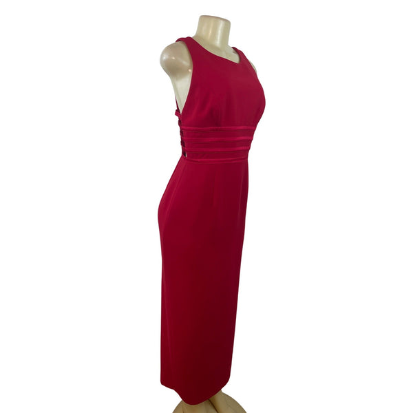 Andrea Polizzi For Rex Lester Red Sleeveless Midi Dress With Strappy Back Sz 6