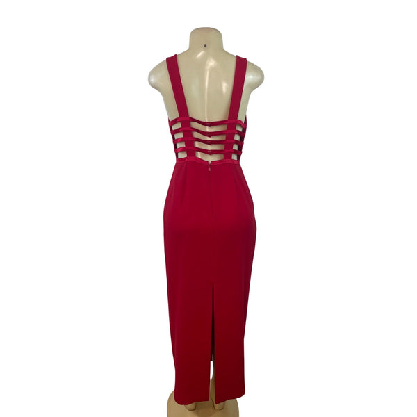 Andrea Polizzi For Rex Lester Red Sleeveless Midi Dress With Strappy Back Sz 6