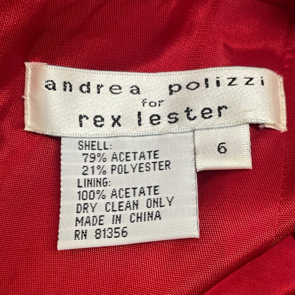 Andrea Polizzi For Rex Lester Red Sleeveless Midi Dress With Strappy Back Sz 6
