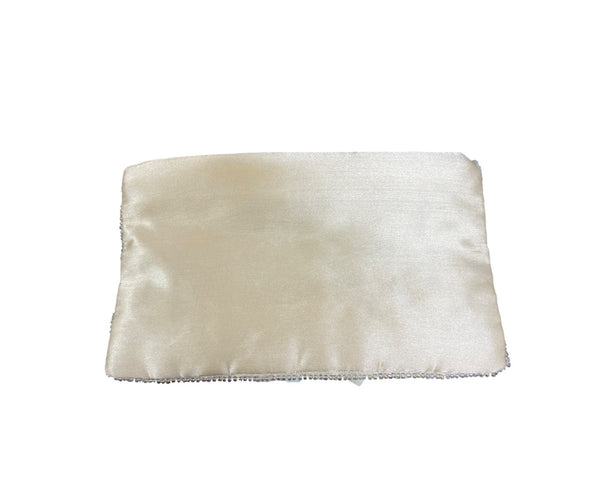Beaded Ivory Polyester Womens Satin Decorative Clutch Made In India