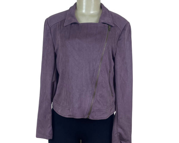 Eden Society Women's Purple Drapey Moto Jacket Stitch Size L