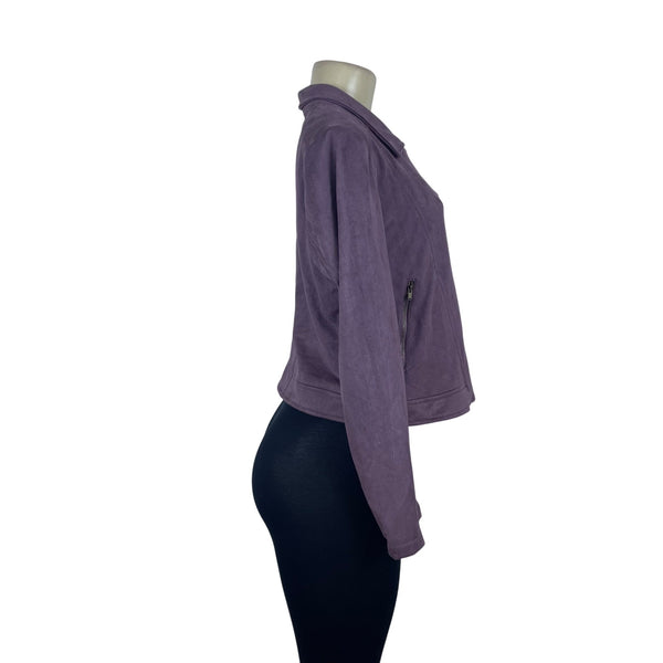 Eden Society Womens Purple Drapey Moto Jacket Stitch Sz L - New