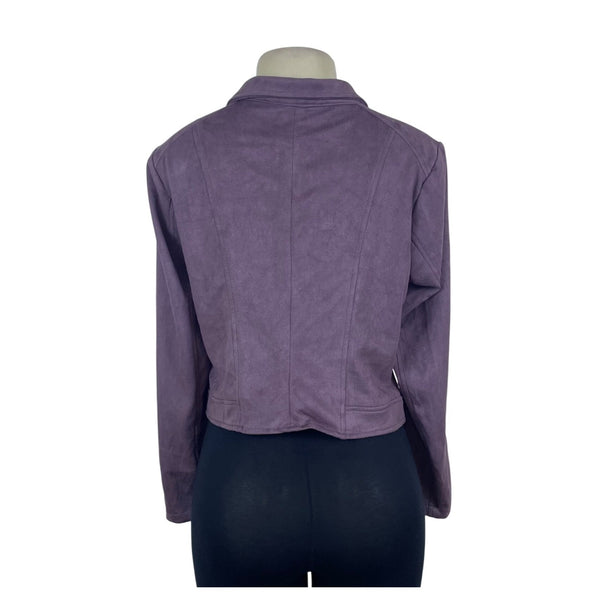Eden Society Womens Purple Drapey Moto Jacket Stitch Sz L - New