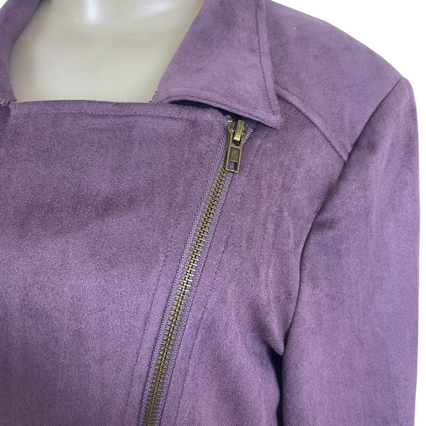 Eden Society Womens Purple Drapey Moto Jacket Stitch Sz L - New