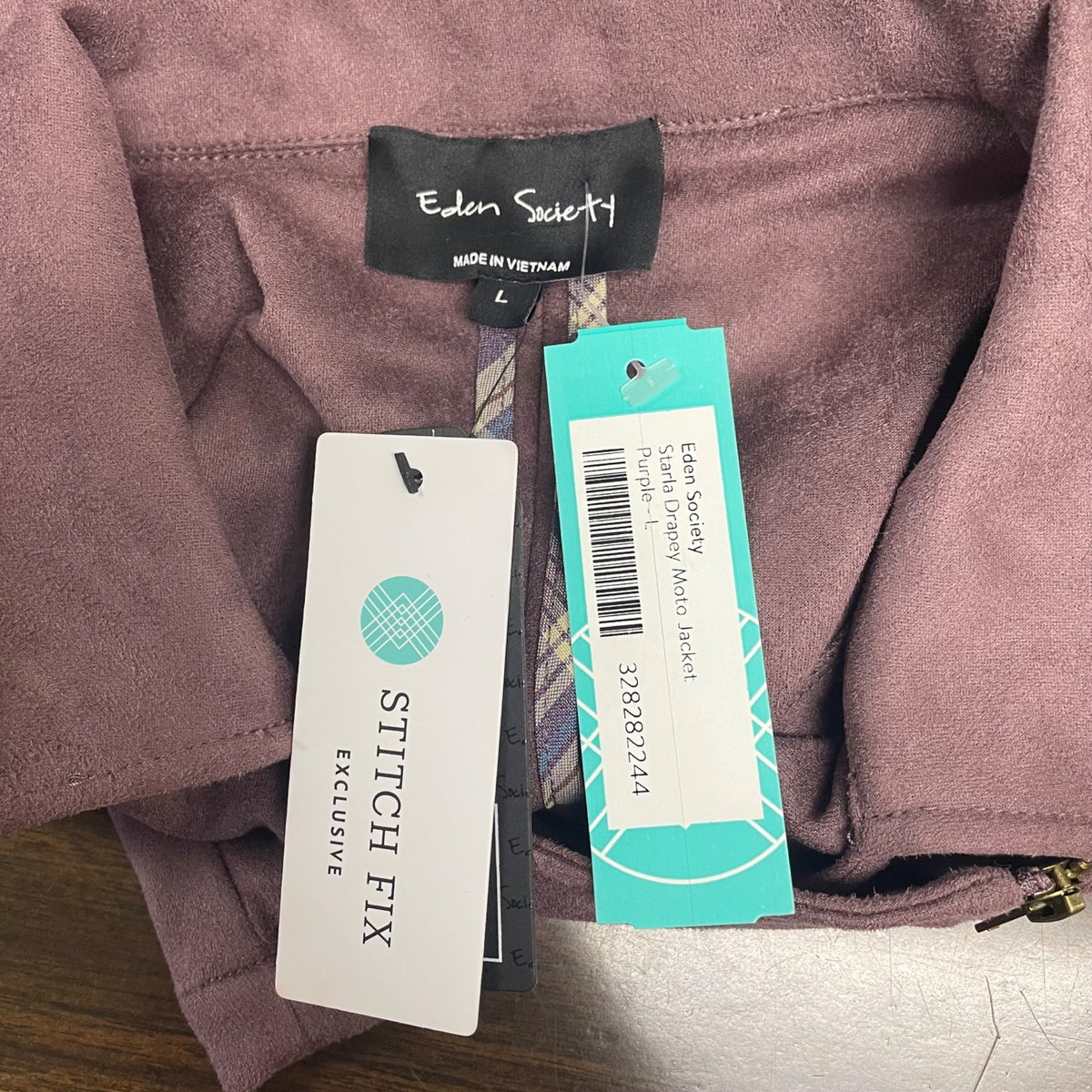 Eden Society Womens Purple Drapey Moto Jacket Stitch Sz L - New