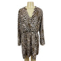 All in Favor Women's Leopard Print V Collar Loose Dress Size XL
