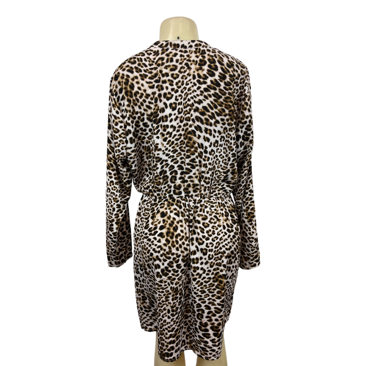 All in Favor Women's Leopard Print V Collar Loose Dress Size XL