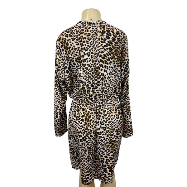 All in Favor Women's Leopard Print V Collar Loose Dress Size XL